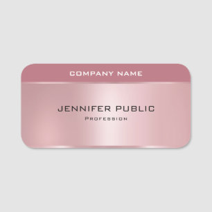 Etiqueta De Nome Modelo Dourado Rosa moderno e brilhante