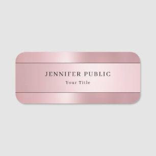 Etiqueta De Nome Modelo Elegante Moderno e Dourado Rosa de Glamor