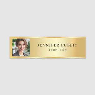 Etiqueta De Nome Modelo Faux Dourado Carregue sua foto ou logotipo