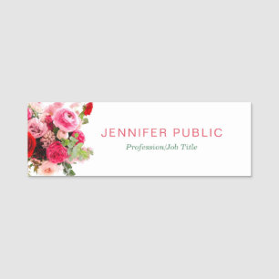 Etiqueta De Nome Modelo floral moderno das flores dos rosas da