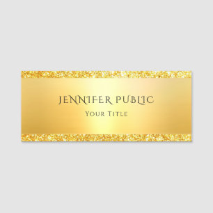 Etiqueta De Nome Modelo Glamorosa Elegante Dourado de Glitter Trend