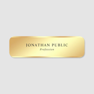 Etiqueta De Nome Modelo moderno elegante e Dourado visual