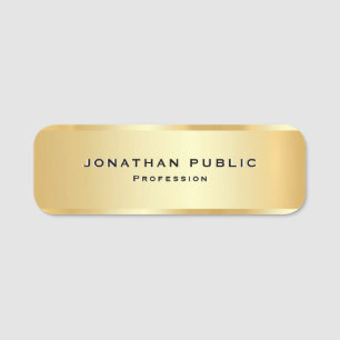 Etiqueta De Nome Modelo Profissional Elegante Personalizado em Ouro