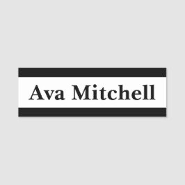 Etiqueta De Nome Modern Black & White Classic Name Tag