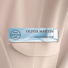 Etiqueta De Nome Modern Blue Sunbeam Magnetic Name Badge Custom