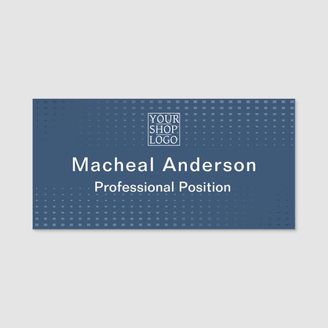 Etiqueta De Nome Modern Chic Business Logo Blue (Frente)