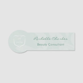 Etiqueta De Nome Modern Elegant Sage Green Add Logo Beauty Employee