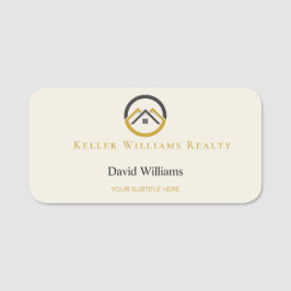 Etiqueta De Nome Modern Real Estate white and gold custom logo 