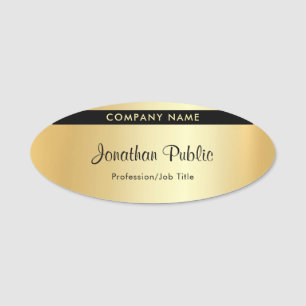 Etiqueta De Nome Moderno Dourado elegante do nome escrito à mão
