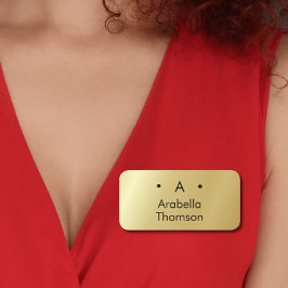 Etiqueta De Nome Moderno Elegante Mínimo Negro Dourado Monograma