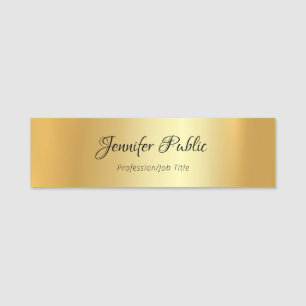 Etiqueta De Nome Moderno Rascunho Manuscrito Elegante Dourado