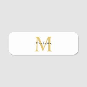 Etiqueta De Nome Monograma Dourado Cor Seu Nome Oferta Especial Ama