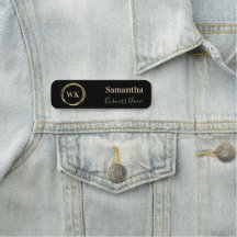 Monograma Elegante Personalizado Funcionário Preto