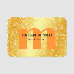 Etiqueta De Nome Monograma moderno cor de ouro profissional inicial