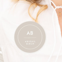 Monograma Moderno Mínimo Taupe Natural