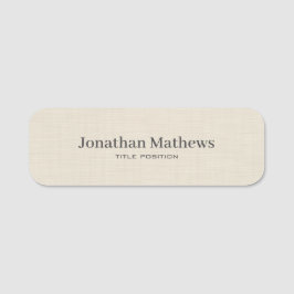 Etiqueta De Nome Monograma Simples e Elegante de Textura de Creme d