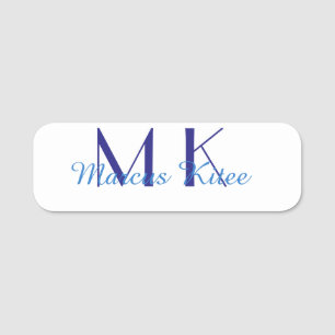 Etiqueta De Nome monograma simples minimalista personalizado nome a