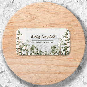 Etiqueta De Nome Montanha e Floresta Personalizadas em Aquarela