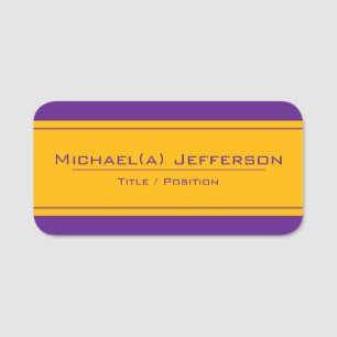 Etiqueta De Nome Movimento de Energia Elegante Roxo Amarelo Dourado