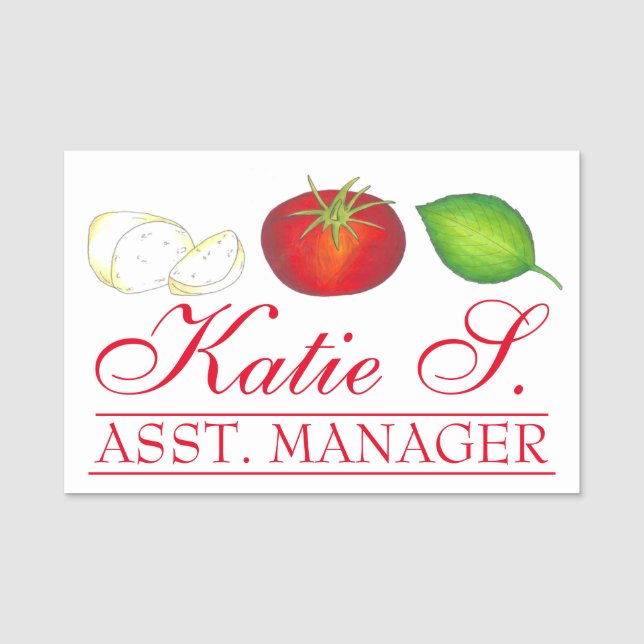 Etiqueta De Nome Mozzarella Tomato Basil Restaurante de Comida Ital (Frente)