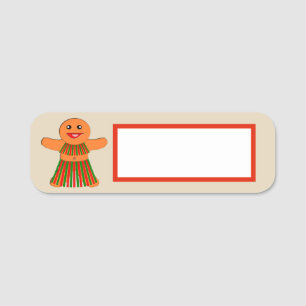 Etiqueta De Nome Mulher do Gingerpão do Partido de Natal