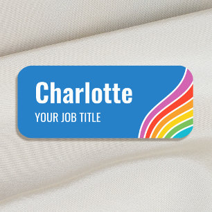 Etiqueta De Nome Na moda Rainbow Wave Funcionarios ID Blue