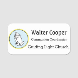 Etiqueta De Nome Name Tag Praying Hands or Your Logo Usher Greeter