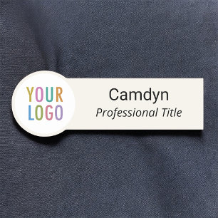 Etiqueta De Nome Nametag Ecru com pino de segurança de logotipo da