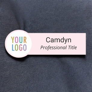 Etiqueta De Nome Nametag em círculo rosa com formato redondo do log
