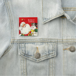 Etiqueta De Nome natais vintages retro Papais noeis boneco de neve