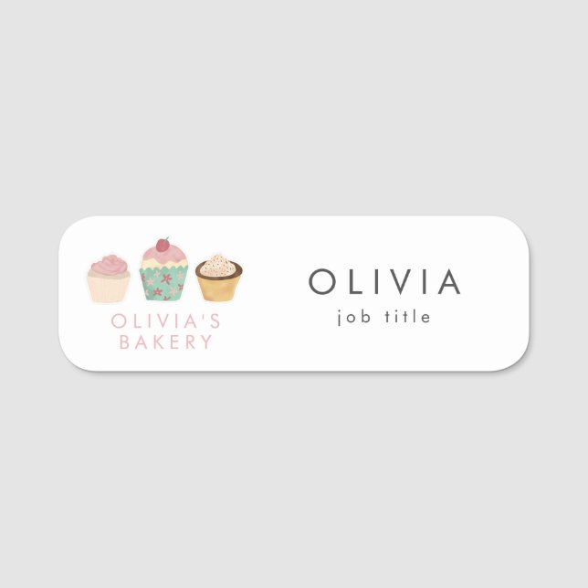 Etiqueta De Nome Negócio de Padaria de Cupcake (Frente)