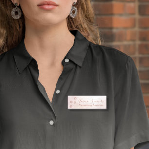 Etiqueta De Nome Negócios Veterinários Pata com Purpurina Dourado R