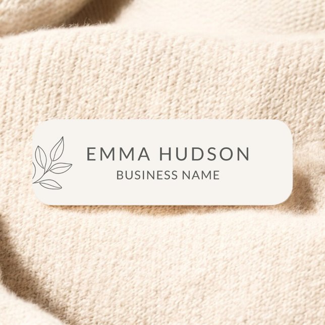 Etiqueta De Nome Neutral Minimalist Botanical Small Business  (Criador carregado)