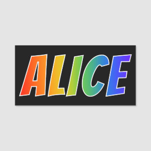 Etiqueta De Nome Nome "ALICE": Coloração do arco-íris do