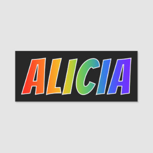 Etiqueta De Nome Nome "ALICIA": Coloração do arco-íris do