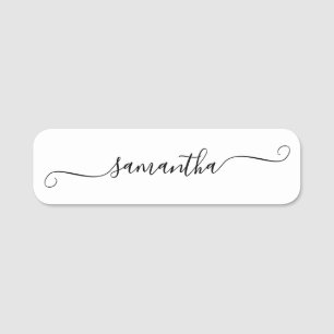 Etiqueta De Nome Nome da Assinatura do Swash Girly Negra