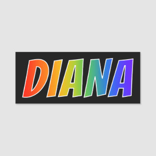 Etiqueta De Nome Nome "DIANA": Coloração do arco-íris do
