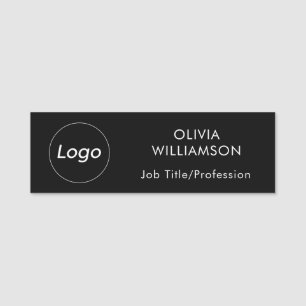 Etiqueta De Nome Nome do logotipo Cargo Profissional Preto