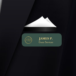 Etiqueta De Nome Nome do logotipo Dourado verde do pino de seguranç