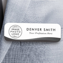 Etiqueta De Nome Nome do logotipo gradiente preto branco escuro