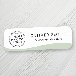 Etiqueta De Nome Nome do logotipo luz sábado verde onda branca mode