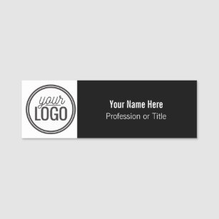 Etiqueta De Nome Nome do logotipo preto e branco simples do profiss