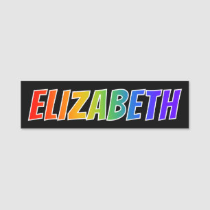 Etiqueta De Nome Nome "ELIZABETH": Coloração do arco-íris do