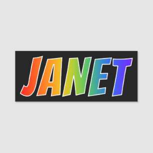 Etiqueta De Nome Nome "JANET": Coloração do arco-íris do