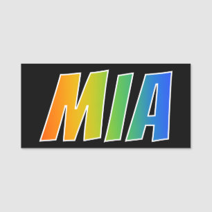 Etiqueta De Nome Nome "MIA": Coloração do arco-íris do divertime