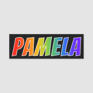 Etiqueta De Nome Nome "PAMELA": Coloração do arco-íris do