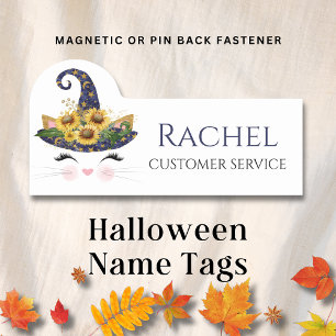 Etiqueta De Nome Nome Personalizado da Bruxa do Sunflower Halloween