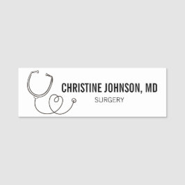 Etiqueta De Nome Nome Personalizado| Estetoscópio médico| Médico En