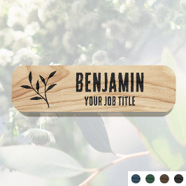 Etiqueta De Nome Nome Russo do Funcionário Woodgrain Black ID do Fu