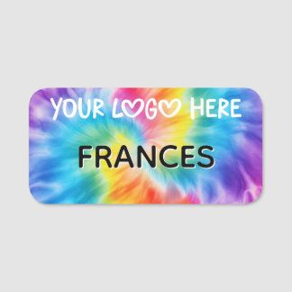 Etiqueta De Nome Nome Soft Rainbow Swirl Tie Dye Logotipo Empresari